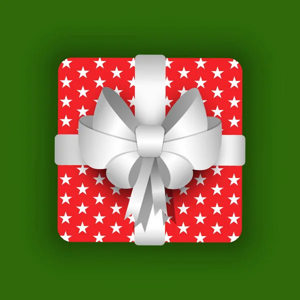 Caja de regalo con cinta y arco, vector de Navidad — Archivo Imágenes Vectoriales