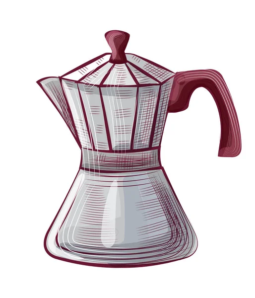 Kaffeekanne, Becher mit Deckel, Java-Vektor — Stockvektor