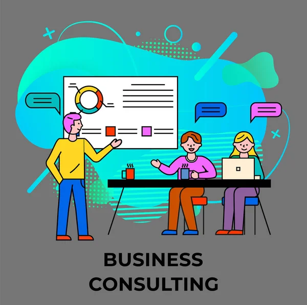 Business Consulting Educational Seminar Worker — Stock Vector