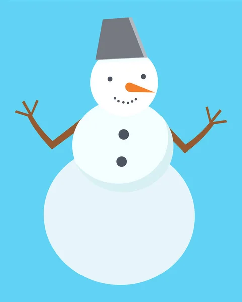 Χιονάνθρωπος γίνεται από χιονόμπαλες, Διακόσμηση Χειμερινές διακοπές — Διανυσματικό Αρχείο
