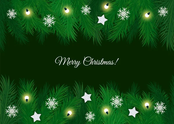 Tarjeta de felicitación de feliz Navidad con rama de pino — Archivo Imágenes Vectoriales