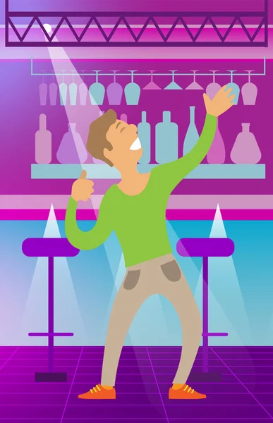 Homem dançando no clube noturno, personagem Clubbing — Vetor de Stock