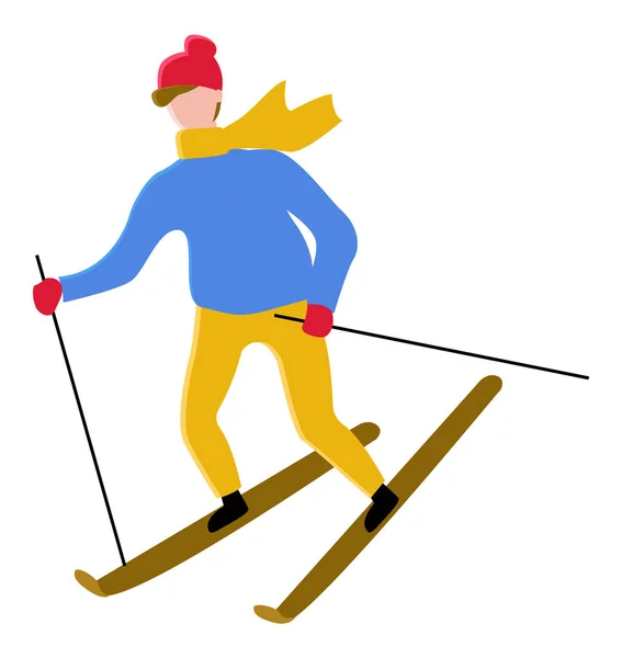 활달 한 생활, 스키타기 캐릭터 — 스톡 벡터