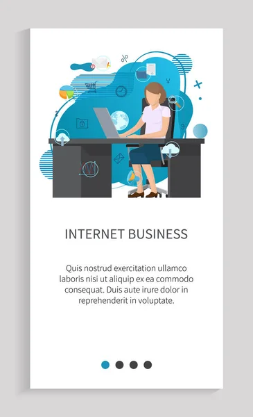 Internet Business, Lavorare con il vettore del computer portatile — Vettoriale Stock