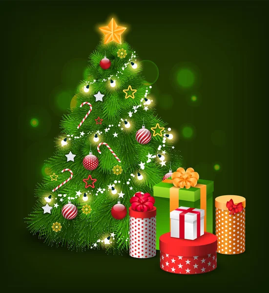 クリスマスツリーの装飾プレゼント休日 — ストックベクタ