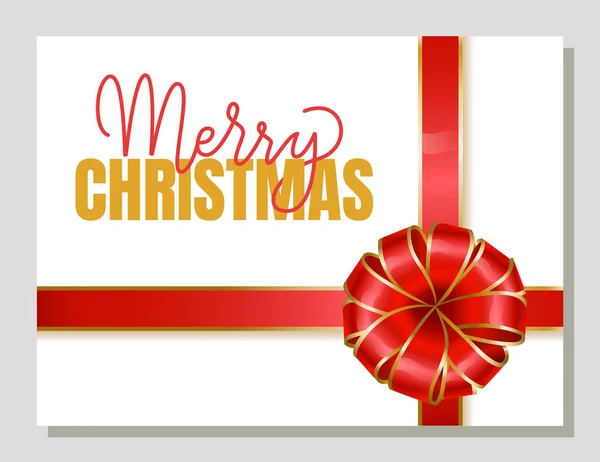 Feliz Navidad regalo o tarjeta de felicitación con arco — Vector de stock