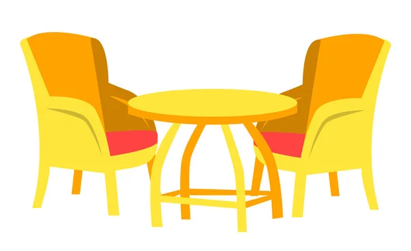 Café Muebles Silla y Mesa, Restaurante Vector — Vector de stock