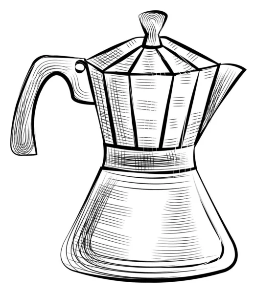 Moka Pot Espresso kávé készítéséhez, Acél Kettle — Stock Vector