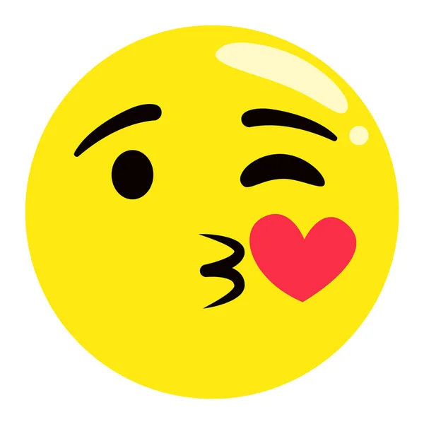 Emoji beijando a expressão facial, etiqueta do emoticon —  Vetores de Stock