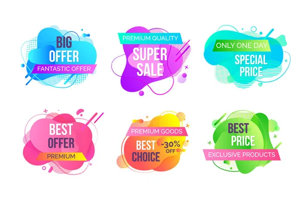 Super Sales and Discounts of Shops Banners Set — Stock Vector