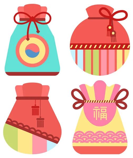 Bolsa de la fortuna china que trae suerte y felicidad — Vector de stock