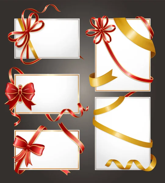 Kuponger eller presentkort Blank ikoner med ribbor — Stock vektor