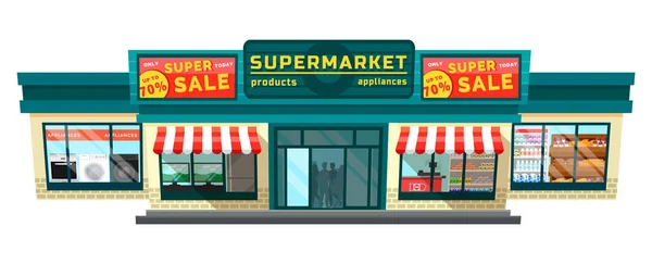 Суперпродажа в супермаркете по продукту и применению — стоковый вектор