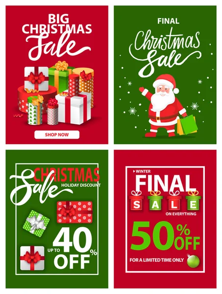 Konečný prodej a Big Discount Promotion, Vánoční vektor — Stockový vektor