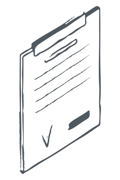 紙を所定の位置に保持するためのクリップボード,スケッチ描画 — ストックベクタ