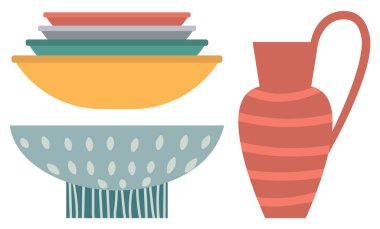 Beyaz Vektör Resmine Yeşil Çizgili Vazo İzole Edildi