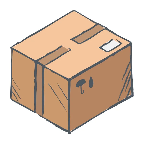 Handritad låda med köp, leverans paket — Stock vektor