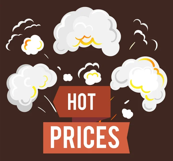 Venta y precio caliente, al vapor Descuento de compras — Vector de stock