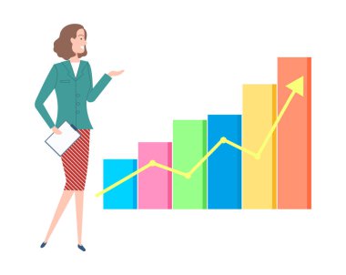 Büyüyen Bilgisel Ok Başlığını Sunan Kadın