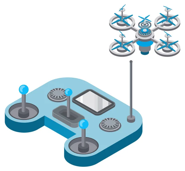 Quadcopter en afstandsbediening, Drone Vector — Stockvector