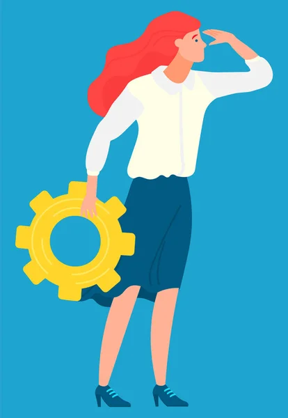 Worker Setting, Business Ambitions, Develop Vector — Stock Vector