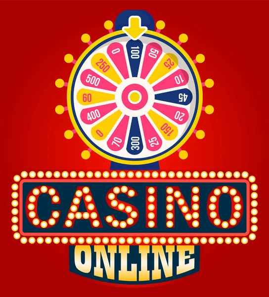 Casino Online, Fortune Wheel with Slots and Money — Stock Vector