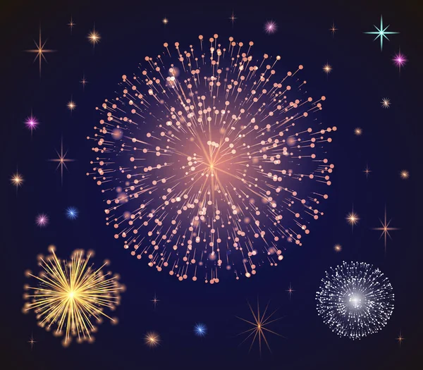Feuerwerk zur Feiertagsfeier am Abend — Stockvektor