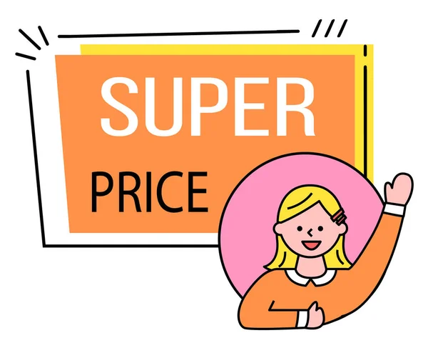 Super Preço à venda, Mulher em Cartaz Promocional —  Vetores de Stock