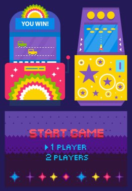 Oyun Makinesi, Piksel Web Sayfası, Otomobil ve Roket Vektörü