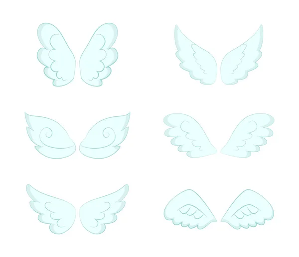 Coppie di ali, piume angeliche e piumaggio — Vettoriale Stock