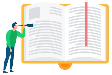 Büyük Kitap ve Adam Sayfalar Bilgisi Okuyor