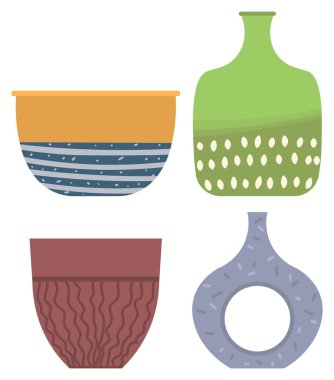 Beyaz Vektör Resmine Yeşil Çizgili Vazo İzole Edildi