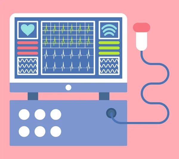 Scan Heartbeat, Cardiology Tech, Clinic Vector — Stockový vektor