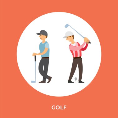 Golf oyuncuları çizgi film karakterleri, Tee Stick. Vektör