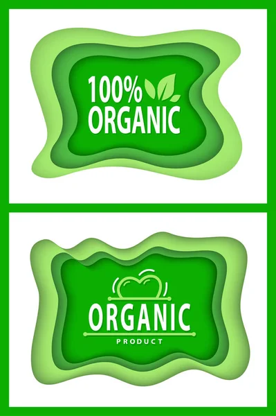 Logotipos de alimentos naturais com folhas de plantas Flora — Vetor de Stock