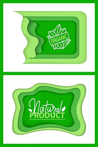 Logotipos Naturales de Alimentos con Flora de Hojas Vegetales — Vector de stock