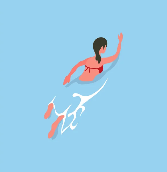 Mulher nadando borboleta em água azul. Vetor —  Vetores de Stock