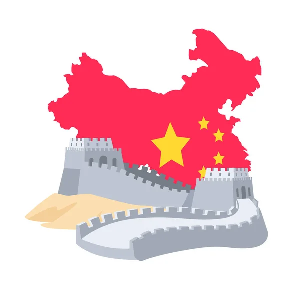 Historical Ridge from Bricks, China Flag Vector — Stock Vector