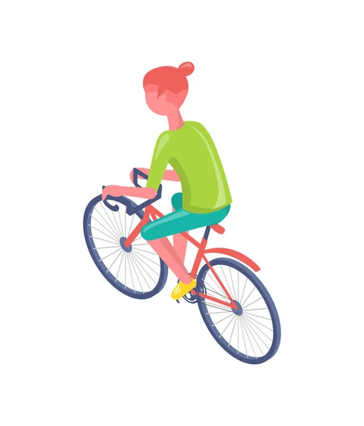 Ciclista en Bicicleta, Mujer Deportiva Estilo de Vida Vector — Vector de stock