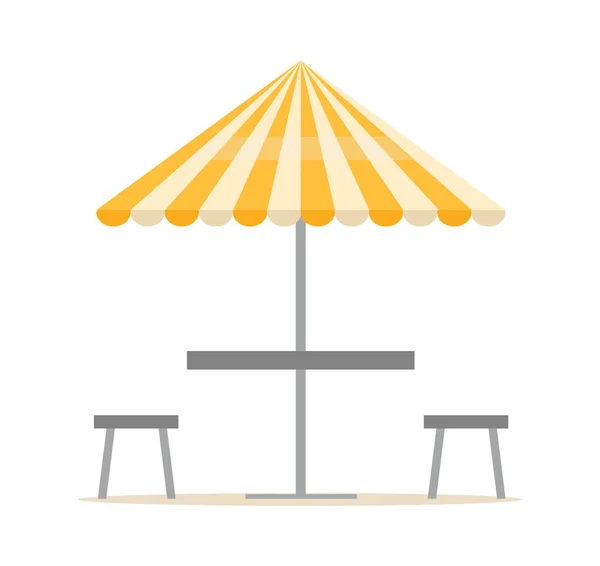 海滩设备、 Parasol和椅子、夏季病媒 — 图库矢量图片
