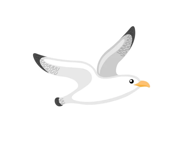 Uccello marino o gabbiano, stilizzato emblema nautico vettoriale — Vettoriale Stock