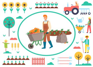 Arabalı adam, sebzeli el arabası.