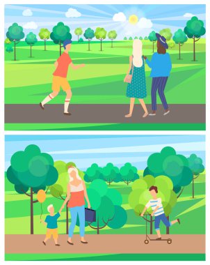 Aile ve Dostlar Dışarda, Park Vektörü İnsanlar