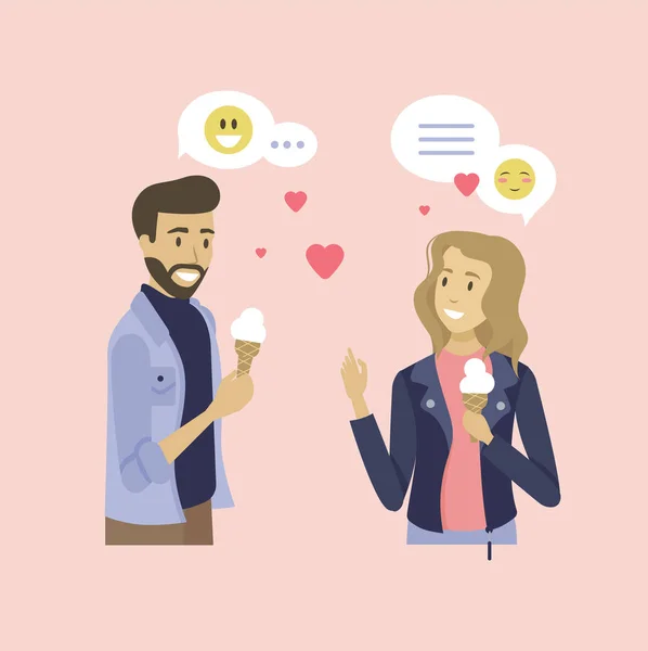 Citas de personas, Hombre y Mujer Reunión Vector — Vector de stock