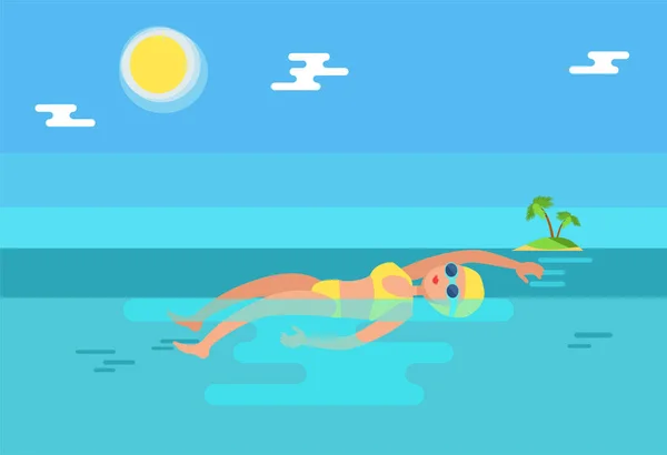 Backstroke Swimmer in Water Vector Illustration