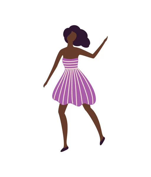 Siyah Dansçı Kız Keyifli — Stok Vektör