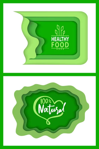 Логотипы натуральных продуктов питания с растительными листьями флоры — стоковый вектор