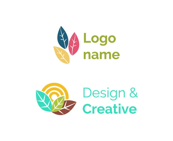 Назва логотипу, дизайн та творчі логотипи Плоский набір — стоковий вектор