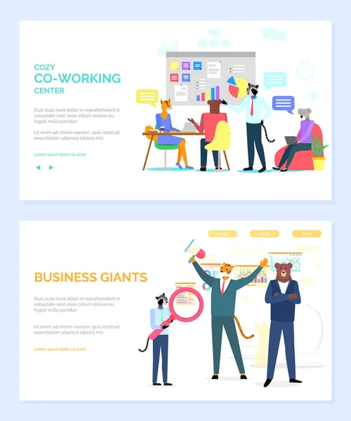 Business Giant και Cozy Coworking Center Ιστοσελίδα — Διανυσματικό Αρχείο