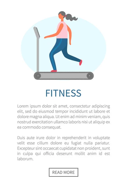 Fitness Website with Jogging Woman in Gym Training — Stock Vector